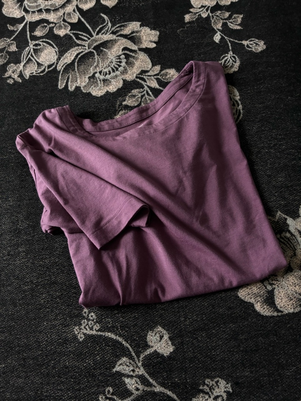 J. Jill Luxe Supima Elbow-Sleeve Tee in Plum